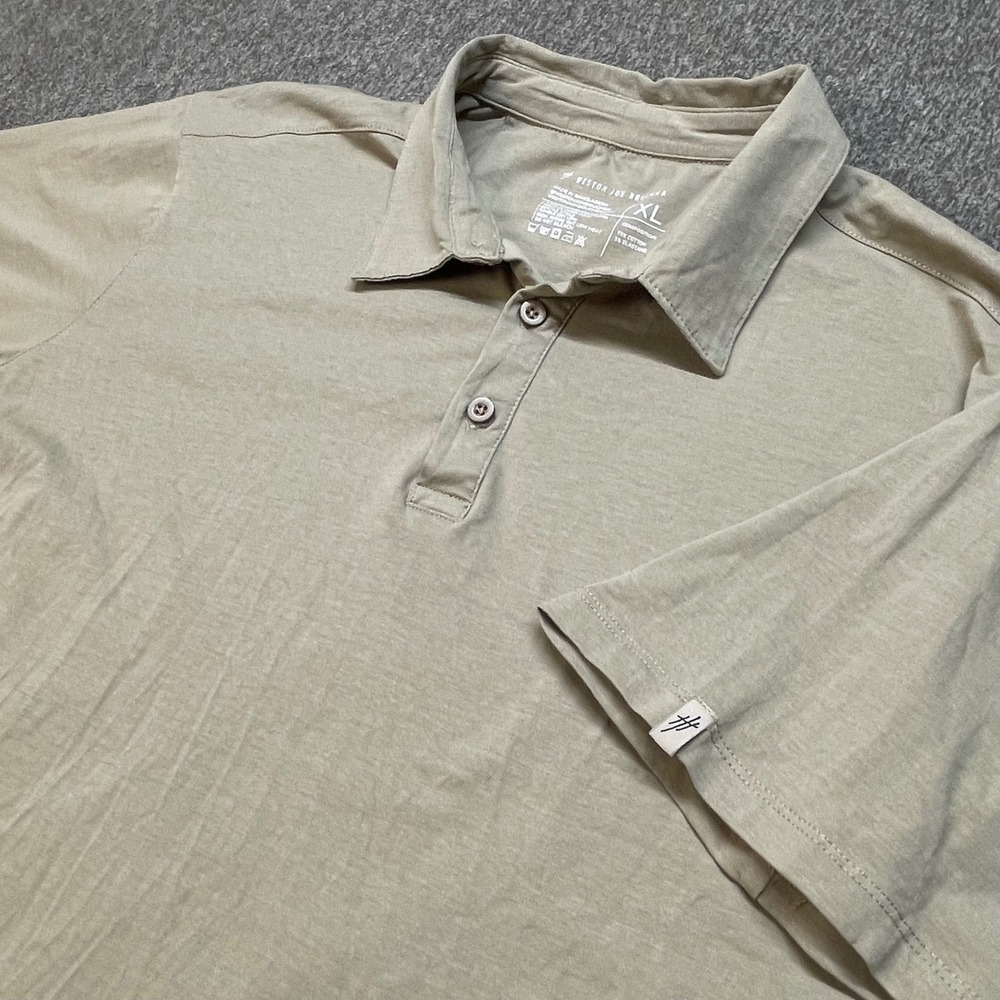 Weston Jon Boucher Mens XL Khaki Tan Short Sleeve Stretch Cotton Polo Shirt